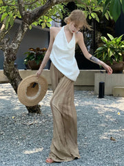 Hnewly Summer Casual Sleeveless Blouse Women Casual Camisole y2k Crop Top Loose Sexy Office Lady Style Clothing Korean Fashion