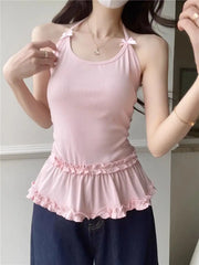 Hnewly Neck Strap Tank Top for Women in Summer Sweet Small Slim Fit Interior Design Sense Top for Outer Wear