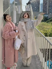 Hnewly Fashion Autumn/Winter Thick Suit Collar Imitation Mink Fur One Piece Fur Eco Friendly Furs Long Coat Women Jacket Winter Clothes