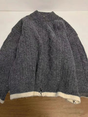 Hnewly Autumn Warm Zipper Cardigan Women Korean Loose Lazy Style O Neck Sweater Coat Female Fashion Twist Long Sleeve Cardigan Jacket