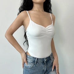 Hnewly Black Hollow Out Backless Bodysuit Summer Casual Skinny Sleeveless Strap Bodysuits for Women Casual Basic Ladies Outfits