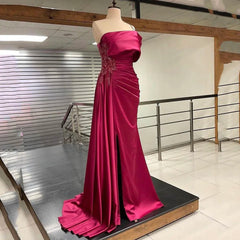 Hnewly Charming One-Shoulde Open Back Sequin Appliques Sleeveless Evening Dress Mermaid Floor Length Side Slit Women Prom Dress