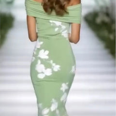 Lunivop Summer Commuting Long Dress Flower Print Off Shoulder Women's A-line Dress New Fashion Hollow High Waist Wrap Hip Dress