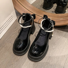 Hnewly Spring/Summer High Heels with Skirts High Heels Pearl Buckles Mary Jane Business Women's Shoes Banquet Casual Shoes for Women