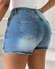 Hnewly Women's High - Waisted Denim Sexy Mini Skirt Asymmetrical with Button Detail Pocket Design Casual Skirt for Daily and Summer