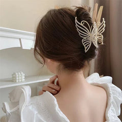 Lunivop Luxury Pearl Crystal Butterfly Hair Claw Clips For Women Girls Elegant Hairpin Geometric Crab Female Hair Accessories Gift