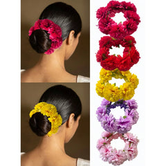 Hnewly 1pc Women's New Spring & Summer Solid Color Artificial Fabric Flower Hair Scrunchie, Suitable For Beach, Hawaii Vacation, Daily