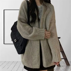 Hnewly Oversized Open Front Knit Cardigan for Women Comfy Sweater Coat Female Open-front Duster Cardi Casual Chic Autumn Winter Outfit