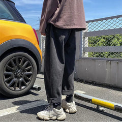 Hnewly 4 Colors Harem Jeans Women Elastic Waist Korean Style Trendy BF Unisex Couple Ulzzang Streetwear College Leisure Female Bottom