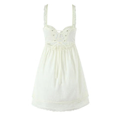 Lunivop Sexy Backless Lace Up Summer Mini Sling Dress Women High Waist A-line Casual Dresses Holiday Robe