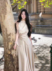 Hnewly French Elegant Midi Dress Even Party Female Summer Casual One Piece Dress Korean Fashion Clothing Beach Style 2000s Vintage