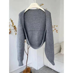 Hnewly spring fashion trend Autumn Elegant Knitted Suit Woman Korean Fashion 2 Piece Set Sexy Sleeveless Slim Mini Dress + Casual Short Cardigan Chic