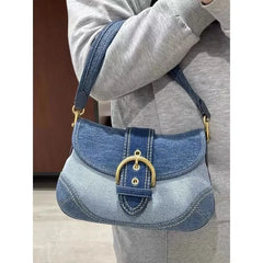Hnewly High Street Denim Underarm Bag Women New Retro Spring Summer Y2k Shoulder Bags Female Vintage Canvas Casual Handbag Hot Girls