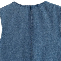 Hnewly Denim Waistcoat y2k Women Solid Color V Neck Single Breasted Sleeveless Vest Jeans Crop Top Jacket Summer Streetwear