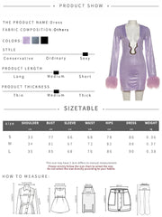 Hnewly Cutenew Y2K Sequin Dress Women Sexy Furry Patchwork Irregular Low Chest Metal Decoration Christmas Birthday Stretch Slim Bodycon