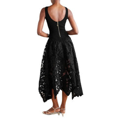 Lunivop Women Embroidery Patchwork Solid Gowns Dress Sexy Elegant O-neck Sleeveless Slim Party Dress Fashion Backless Zipper Long Dress