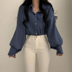 Hnewly Elegant V-Neck Professional White Shirt Women's Sensibility Design Large Size Underwear Top For Spring And Autumn