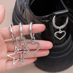 Hnewly 2Pcs New Shoes Accessories Shoes Buckles Shoes Decoration Party Jewelry Boots Snap Hook Metal Punk Big Stars Hearts Pendant