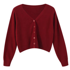 Hnewly FALL OUTFIT Women Knit Cardigans Sweater V-neck Long Sleeve Thin Jacket Spring Autumn Cashmere Cardigans Solid Single Breasted Sweaters