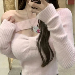 Hnewly trashy outfits Spring Elegant Pullover Women Casual Solid Korean Style Long Sleeve Knitted Sweater Sweet Soft Sweater Female Y2K Crop Tops