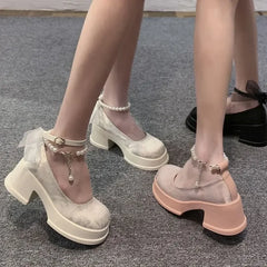 Hnewly Platform Japanese Style Lolita Mary Jane Ladies Pumps Non Slip Women's Shoes Gothic Lastest Chic Point Social Promotion Hot Shoe