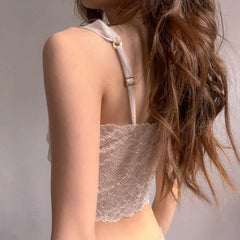 Hnewly Sexy Mesh Perspective Crop Tops Summer Y2K Lace Low cut Slim Strap Top High Street Nightclub Top Women's Wear