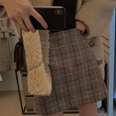 Hnewly Skirts Women Plaid Slim Korean Style Casual All-match High Waisted Mujer Spring-autumn Comfortable Student Club Female Harajuku