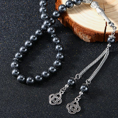 Hnewly Tasbih Natural Hematite Stone Promotes Blood Circulation Misbaha 33 Beads Muslim Bracelet Islamic Gift Accessoriy Turkey Jewelry