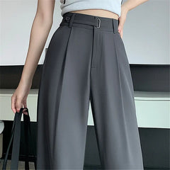 Hnewly Summer Women's Casual Pants Wide Leg Pants Elegant Office Lady New Solid Autumn High Waist Loose Trousers Female