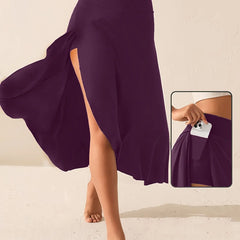 Hnewly European and American women's dress irregular temperament elegant flounces sag fashion solid color skirt