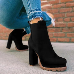 Hnewly Women Shoes Ankle Boots Woman Sexy High Heels Pattern Chunky Heel Shoes Ladies Female Open Toe Women's Sude Boots