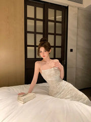 Hnewly Woman Dress Backless Lace Patchwork Sleeveless Slash Neck Slim Sexy Temperament Party Dresses Female Elegant Chic