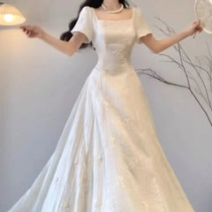 Hnewly Spring and Summer Temperament French New Style Waist Pleated Solid Color Casual and Elegant Versatile Dress the dress black dress white dress