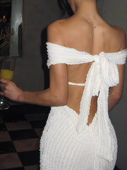 Hnewly Strapless Sexy Dress Women Summer Solid Slim Patchwork Backless Tierred Sleeveless Lace-Up Banquet Party Vestidos