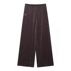 Hnewly Vintage Brown Pants Women Outfit Wide Leg Drawstring Trousers Autumn Lady Elegant Lazy Style