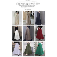 Hnewly Brand Spring Clothes Women Autumn Fashion Casual Office Lady Pleated Skirt Women New Hight Waist Solid Long Skirt