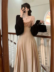 Hnewly Women Dress Elegant Summer Vintage Strapless Evening Party Dress Casual Holiday Lady Beach Vestidos With Cardigan