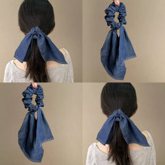 Hnewly 1PC Peopeo Cowboy Hair Rope Vintage Temperament Ponytail Large Intestine Hair Rings Korean Marble Headband Coiled Hair