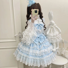 Hnewly Cosplay Japanese Strap Dress Women Bow Dress Sleeveless Lolita Sweet Dresses Clothing Kawaii Y2k Outfits Evening Party