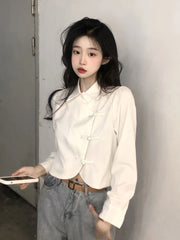 Hnewly Shirts Women Long Sleeve Summer New Arrival Straight Loose All-match Irregular Clothing Aesthetic Harajuku Fashion Chemise Femme