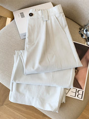 Hnewly Casual Elegant Wide Leg Pant Women Vintage High Waist Loose Korean Trousers Fall Winter Pockets Solid Simple Retro Pants