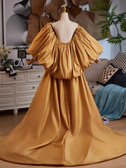 Hnewly Yellow Satin Large Tail High-end Accessories Annual Meeting Host Dress Accessories Fashion Show Photography Shawl Women