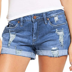Hnewly Vintage Distressed Mini Shorts Women Summer Hip Wrapping Denim Shorts Woman Streetwear Low Waist Slim Fit Hot Pants Female