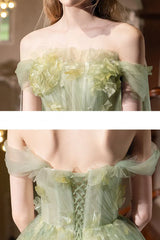Hnewly High-end Light Green Luxury Evening Dress With Dreamy Forest-themed Flowers And Ethereal Charm