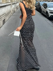 Hnewly Fashion Causal Polka Dots Women Dresses Sheer Mesh Slim Fit French Chic Simple All-Match Trench Summer Dresses