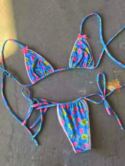 Hnewly Floral Printed Halter Bow Knotted Bikini Female Swimsuit Women Swimwear Two-pieces Bikini Set Bather Bathing Suit Swim Lady