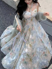 Hnewly Vintage Floral Spring Summer Dress For Women Casual Sleeveless Elegant Chic Party Beach Holiday Vestidos Female Clothes New Robe