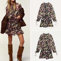 Hnewly Faionable Floral Print Dr Women's Commute Sle Long Sve Slim Fit Daily Wear Z Autumn New Arrival