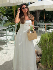 Hnewly Elegant Women's Dress Halter Sleeveless Backless A-line Ankle-length Female Dresses Summer Vacation Date Fashion Lady Robe