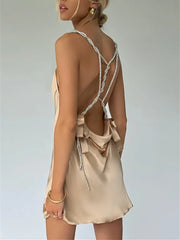 Hnewly Women Spaghetti Strap Mini Tube Dress Bodycon Sexy Backless Short Dresses Off Shoulder Printed Aesthetic Cami Dress